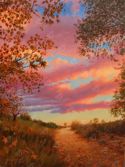 Diamond Painting Autumn Sunset 25.6" x 34.3" (65cm x 86.9cm) / Square with 45 Colors including 4 Fairy Dust Diamonds / 91,089