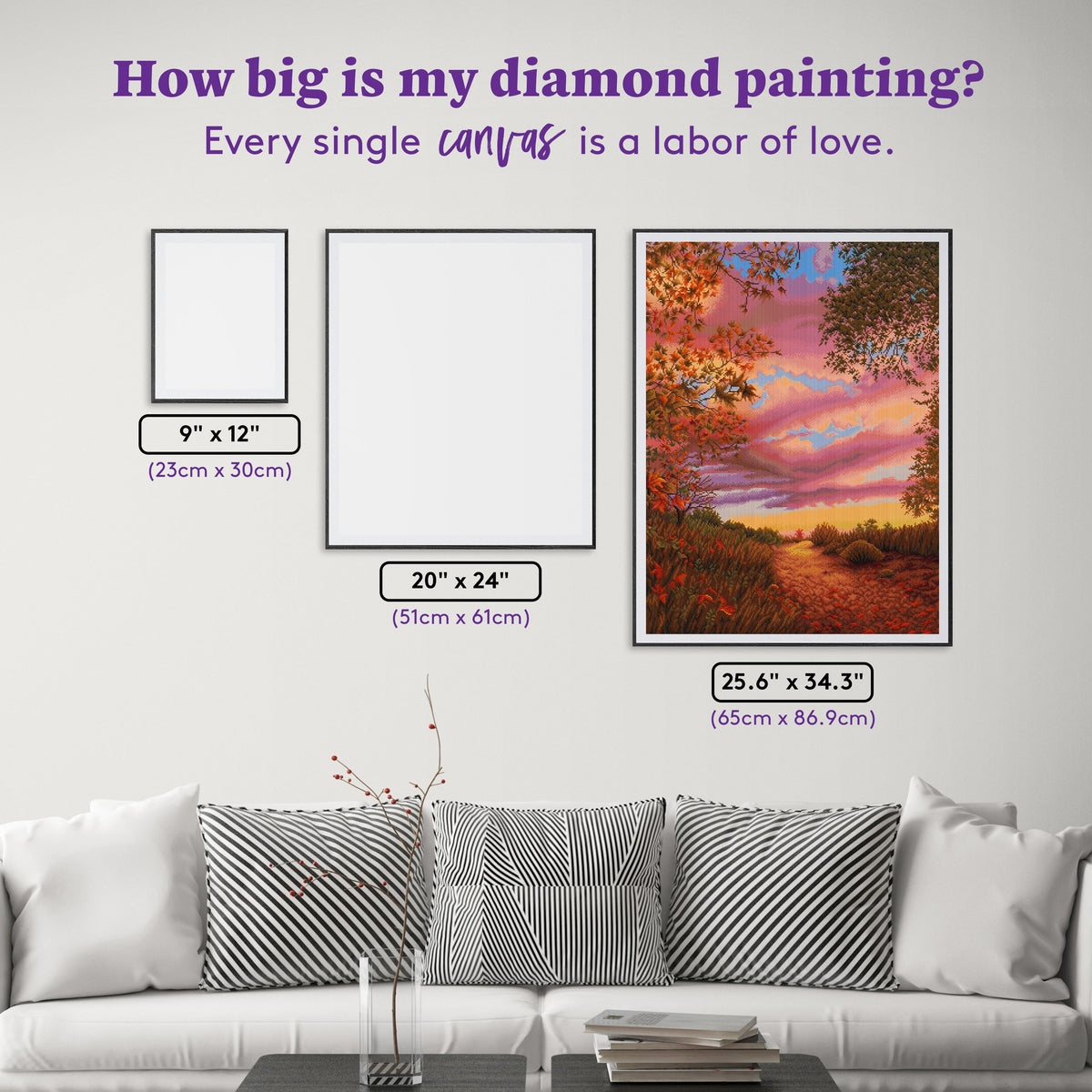 Diamond Painting Autumn Sunset 25.6" x 34.3" (65cm x 86.9cm) / Square with 45 Colors including 4 Fairy Dust Diamonds / 91,089