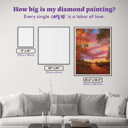 Diamond Painting Autumn Sunset 25.6" x 34.3" (65cm x 86.9cm) / Square with 45 Colors including 4 Fairy Dust Diamonds / 91,089