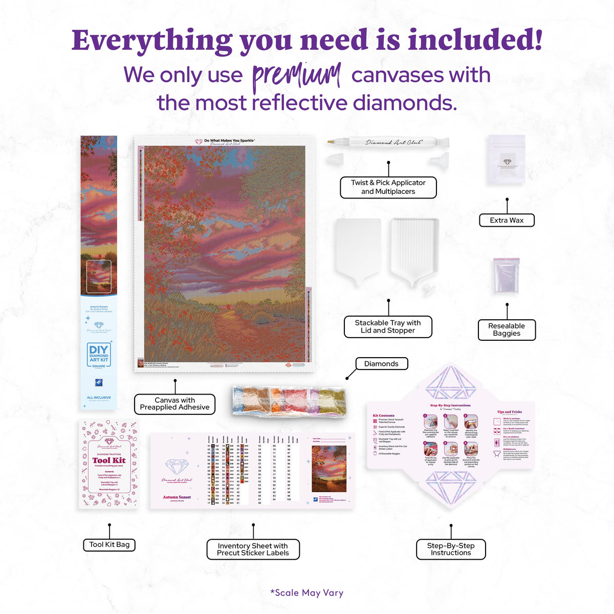 Diamond Painting Autumn Sunset 25.6" x 34.3" (65cm x 86.9cm) / Square with 45 Colors including 4 Fairy Dust Diamonds / 91,089