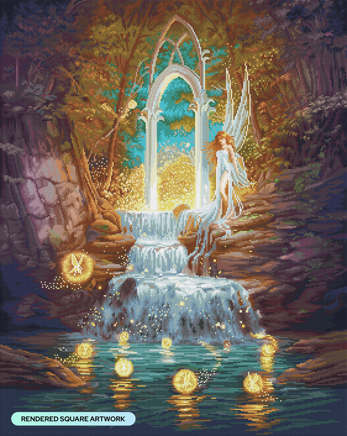 Diamond Painting Autumn Waterfall 27.6" x 24.7" (70cm x 88cm) / Square with 63 Colors including 4 ABs and 2 Fairy Dust Diamonds / 99,193