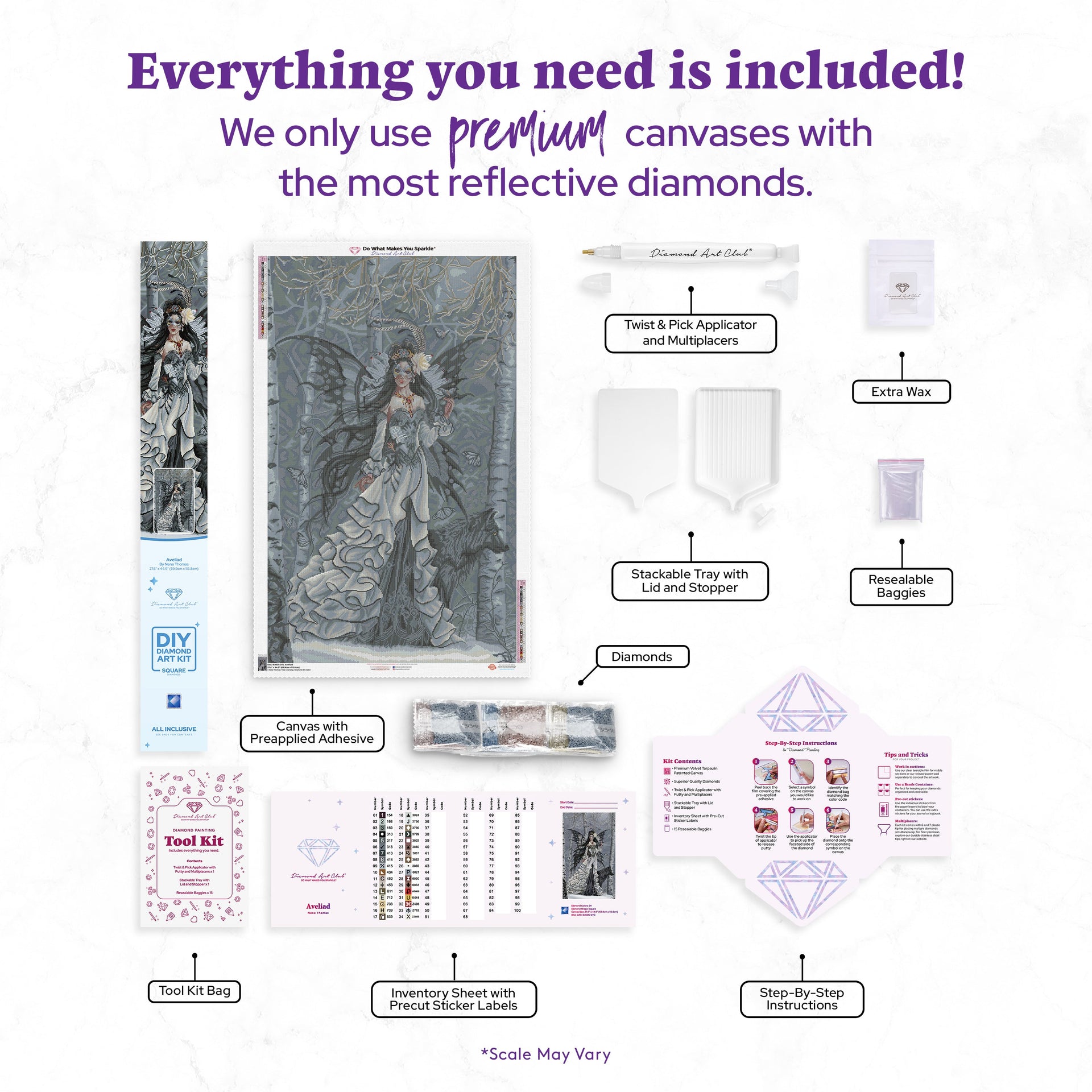 Diamond Painting Aveliad 27.6" x 44.9" (69.9cm x 113.8cm) / Square with 34 Colors including 1 AB and 1 Electro Diamond and 3 Fairy Dust Diamonds / 128,417