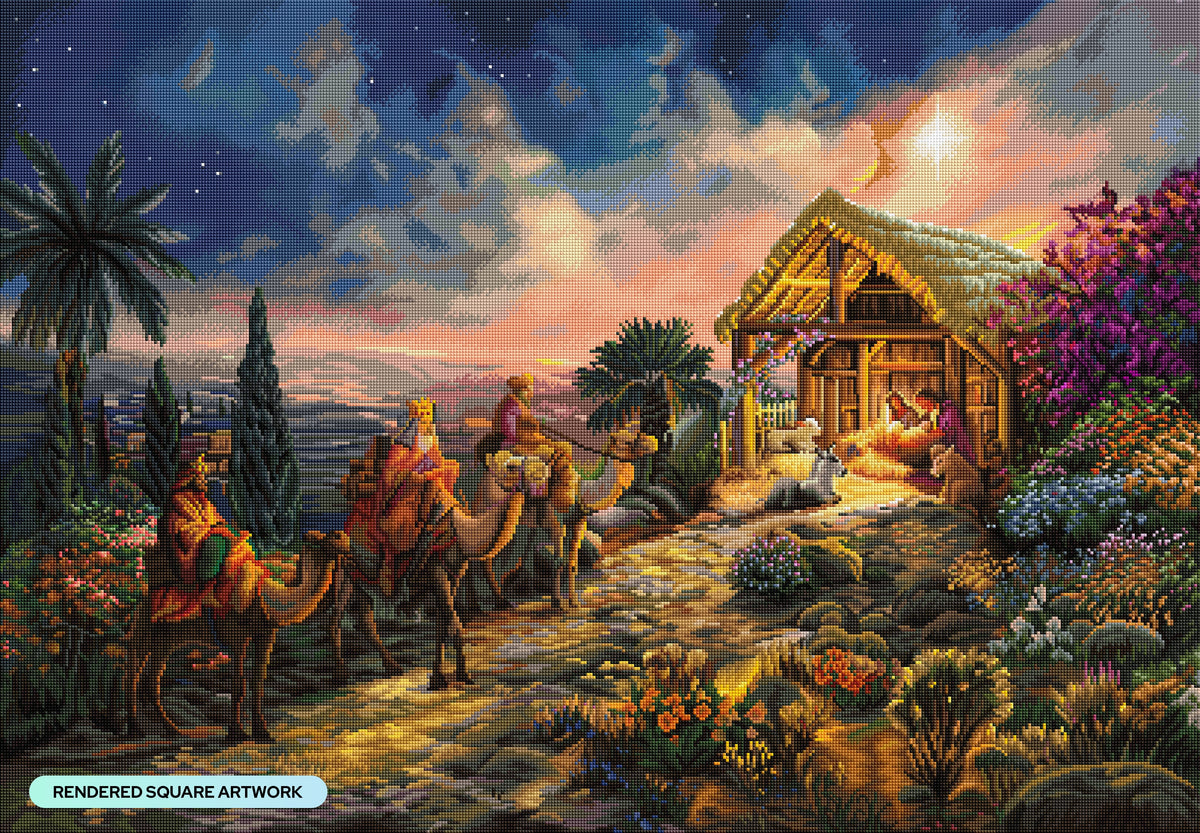 Diamond Painting Away in the Manger 39.8" x 27.6" (100.8cm x 69.9cm) / Square With 71 Colors Including 2 ABs and 3 Fairy Dust Diamonds / 113,805