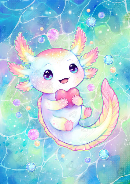Diamond Painting Axolotl 23.6" x 33.5" (60cm x 84.9cm) / Square with 53 Colors including 1 AB and 4 Fairy Dust Diamonds / 82,181