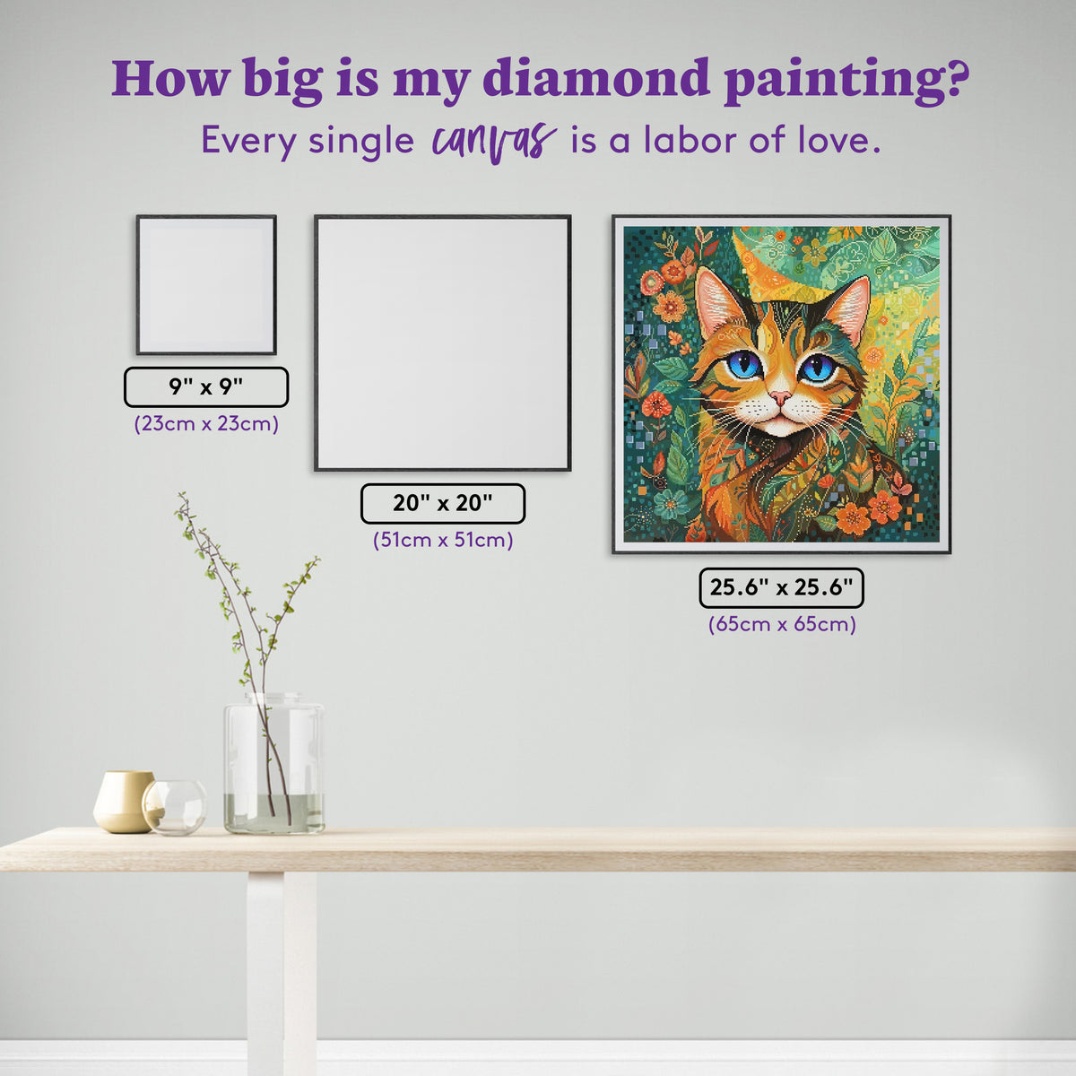 Diamond Painting Baby Blue Eyes 25.6" x 25.6" (65cm x 65cm) / Square with 91 Colors including 3 ABs and 3 Fairy Dust Diamonds / 68,121