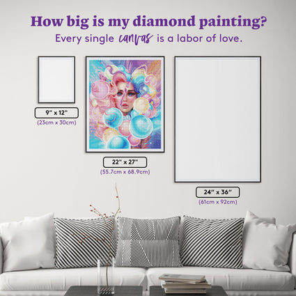 Diamond Painting Balloon Girl 22" x 27" (55.7cm x 68.9cm) / Round with 61 Colors including 5 ABs and 2 Fairy Dust Diamonds / 48,954