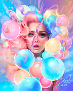 Diamond Painting Balloon Girl 22" x 27" (55.7cm x 68.9cm) / Round with 61 Colors including 5 ABs and 2 Fairy Dust Diamonds / 48,954