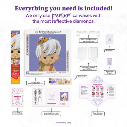 Diamond Painting Bamm-Bamm Rubble 13" x 13" (32.8cm x 32.8cm) / Round With 26 Colors including 2 Fairy Dust Diamonds / 13,689