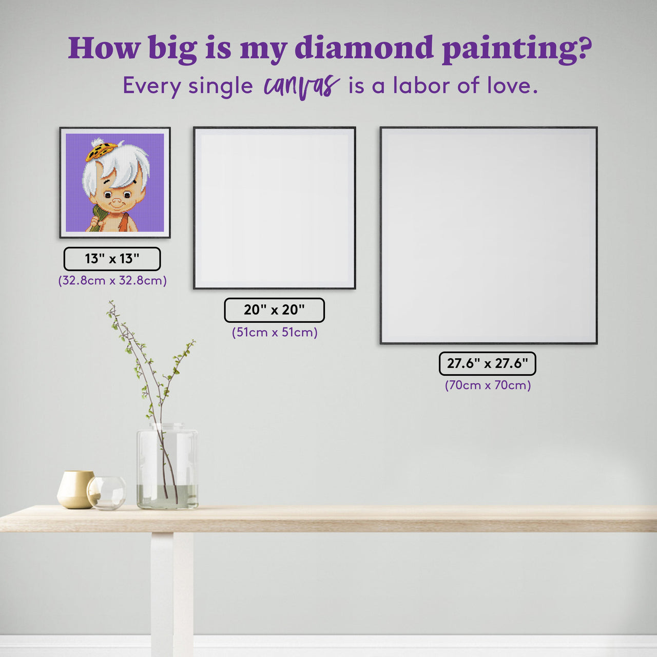 Diamond Painting Bamm-Bamm Rubble 13" x 13" (32.8cm x 32.8cm) / Round With 26 Colors including 2 Fairy Dust Diamonds / 13,689