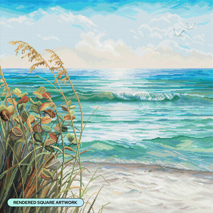 Diamond Painting Barefoot Beach 27.6" x 27.6" (70cm x 70cm) / Square with 74 Colors including 4 ABs and 2 Fairy Dust Diamonds / 78,961