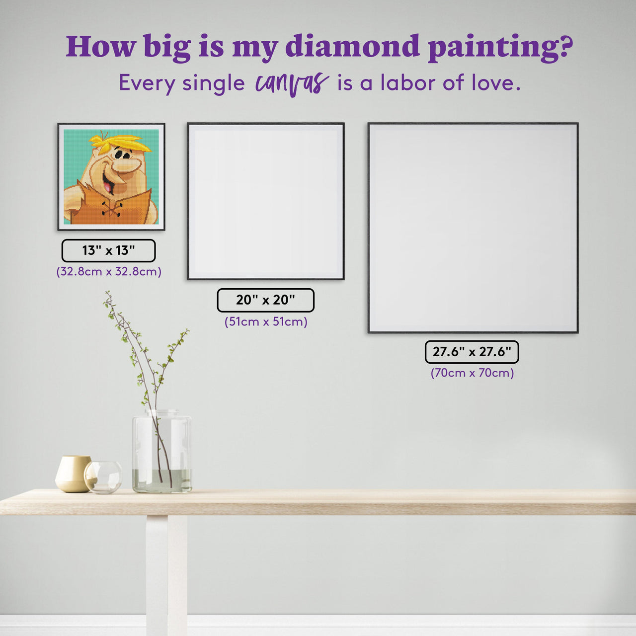 Diamond Painting Barney Rubble 13" x 13" (32.8cm x 32.8cm) / Round With 23 Colors including 1 AB Diamonds and 1 Fairy Dust Diamonds / 13689