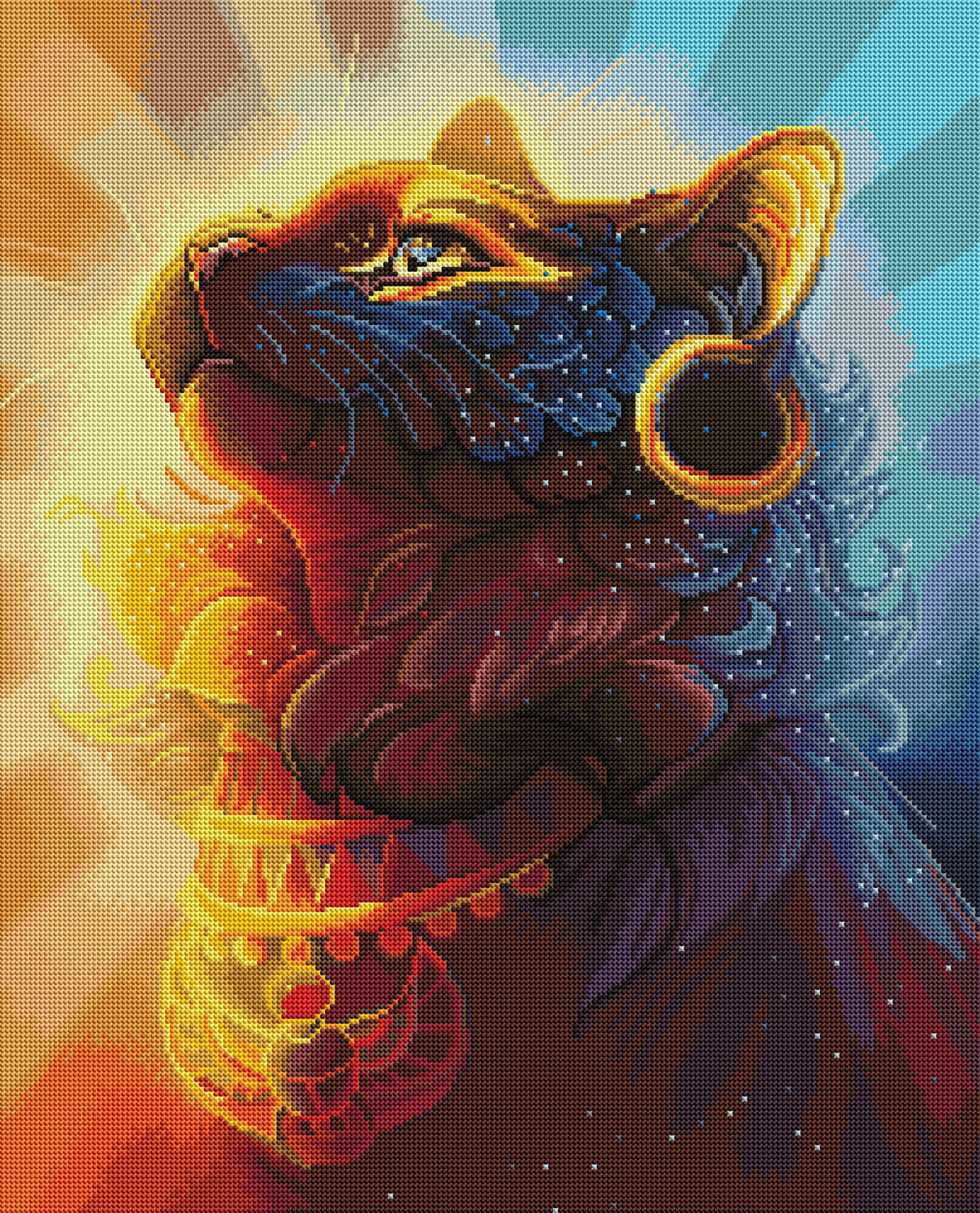 Diamond Painting Bastet 22" x 27" (55.6cm x 68.8cm) / Round With 59 Colors Including 1 AB and 4 Fairy Dust Diamonds / 50,500