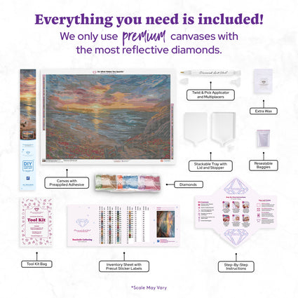 Diamond Painting Beachside Gathering 37.8" x 25.6" (95.8cm x 65cm) / Square With 65 Colors Including 2 ABs and 2 Fairy Dust Diamonds / 100,485