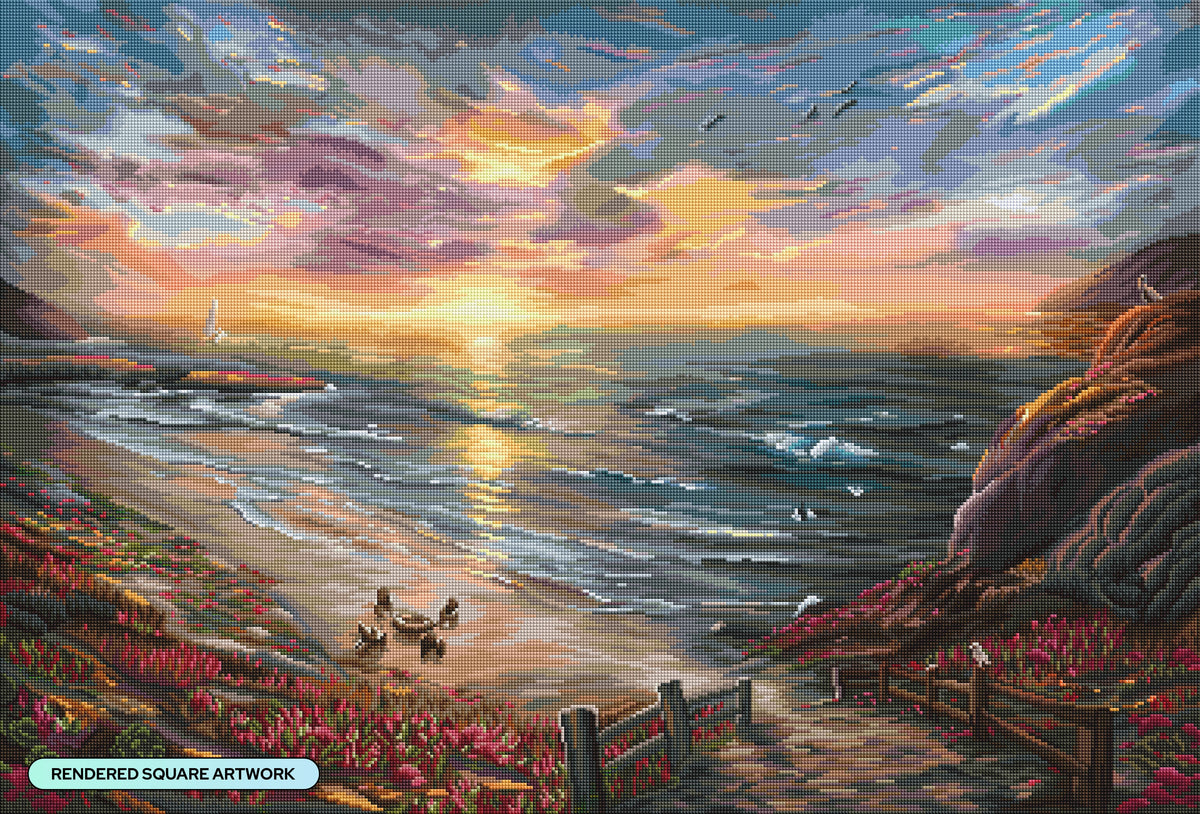 Diamond Painting Beachside Gathering 37.8" x 25.6" (95.8cm x 65cm) / Square With 65 Colors Including 2 ABs and 2 Fairy Dust Diamonds / 100,485