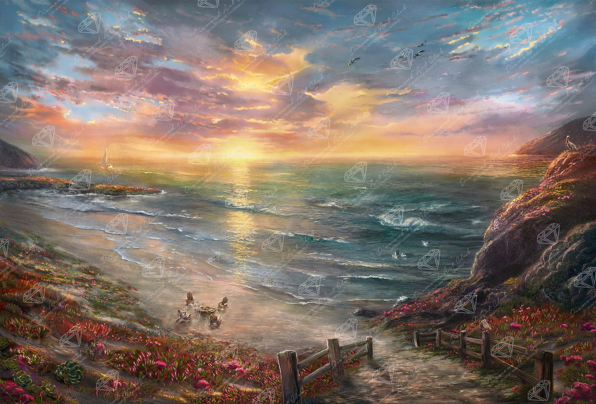 Diamond Painting Beachside Gathering 37.8" x 25.6" (95.8cm x 65cm) / Square With 65 Colors Including 2 ABs and 2 Fairy Dust Diamonds / 100,485