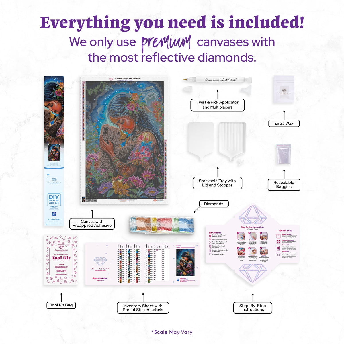 Diamond Painting Bear Guardian 23.6" x 35.4" (60cm x 89.9cm) / Square with 69 Colors including 2 ABs and 3 Fairy Dust Diamonds / 87,001