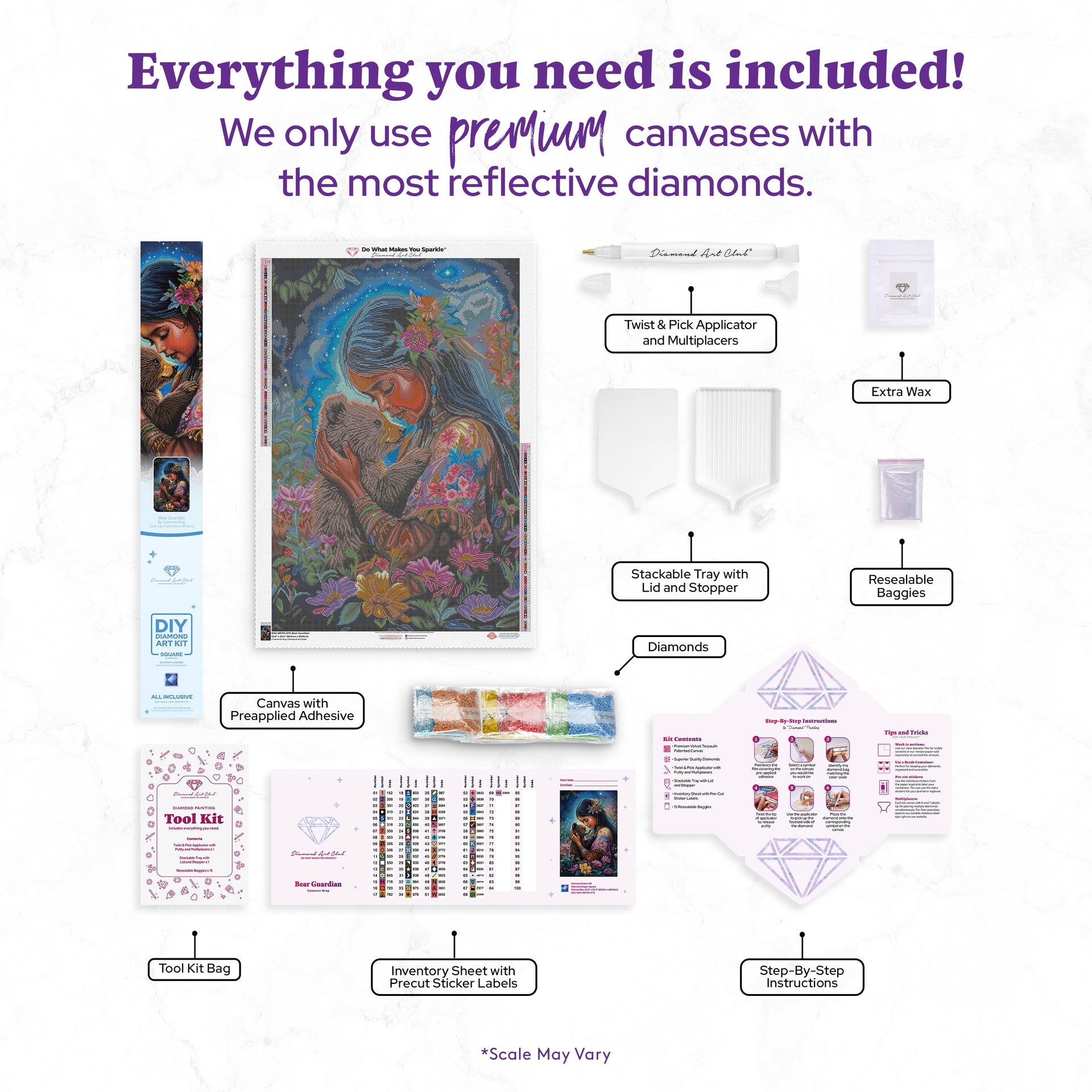 Diamond Painting Bear Guardian 23.6" x 35.4" (60cm x 89.9cm) / Square with 69 Colors including 2 ABs and 3 Fairy Dust Diamonds / 87,001