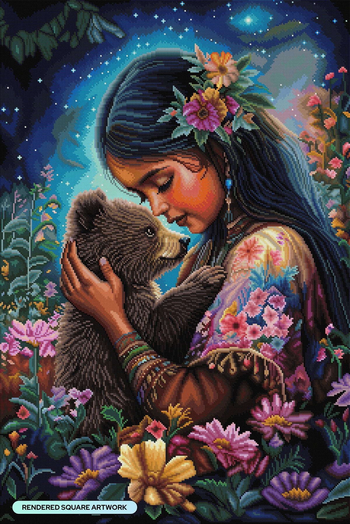 Diamond Painting Bear Guardian 23.6" x 35.4" (60cm x 89.9cm) / Square with 69 Colors including 2 ABs and 3 Fairy Dust Diamonds / 87,001