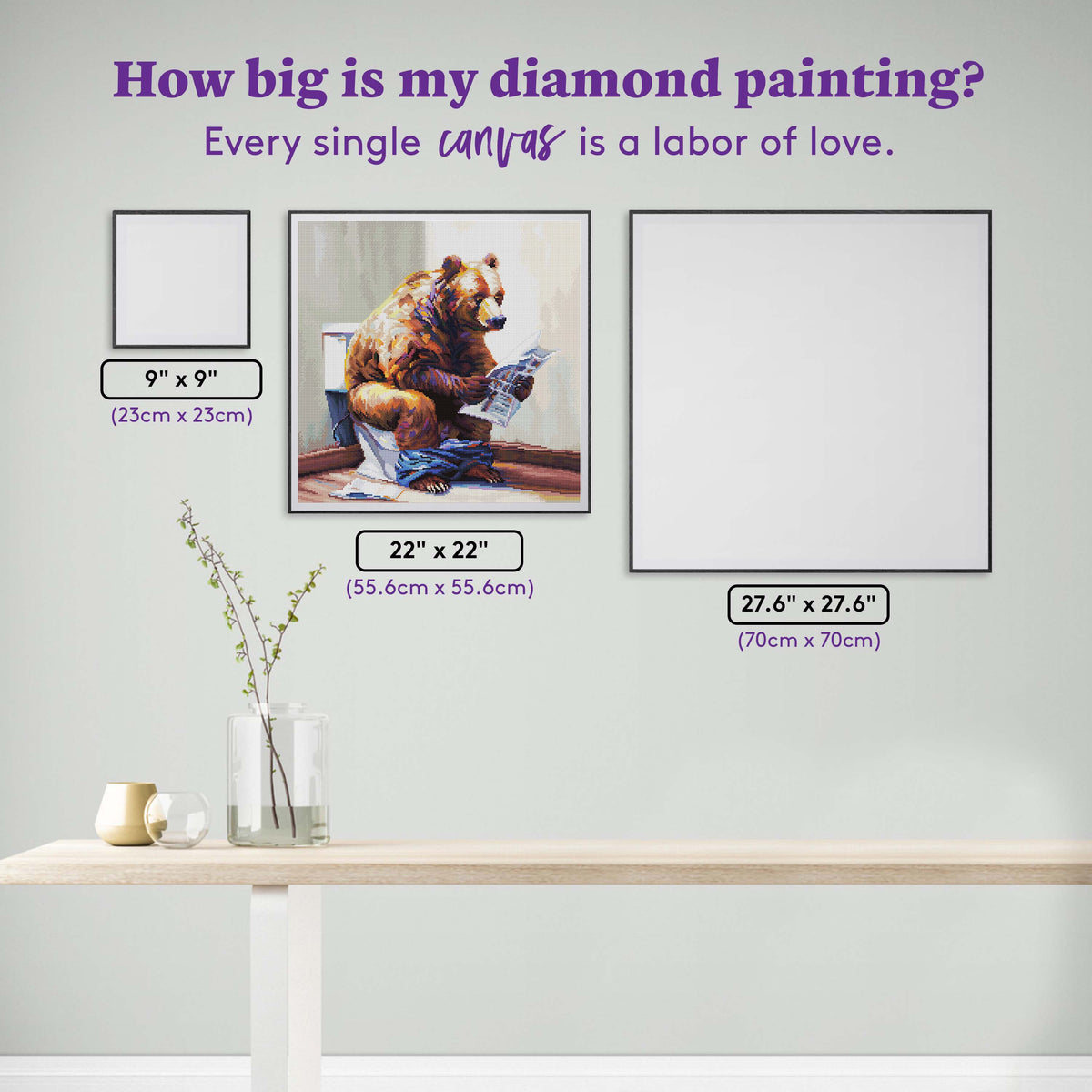Diamond Painting Bearly Informed 22" x 22" (55.6cm x 55.6cm) / Round with 51 Colors including 1 AB and 4 Fairy Dust Diamonds / 40,804