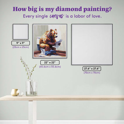 Diamond Painting Bearly Informed 22" x 22" (55.6cm x 55.6cm) / Round with 51 Colors including 1 AB and 4 Fairy Dust Diamonds / 40,804