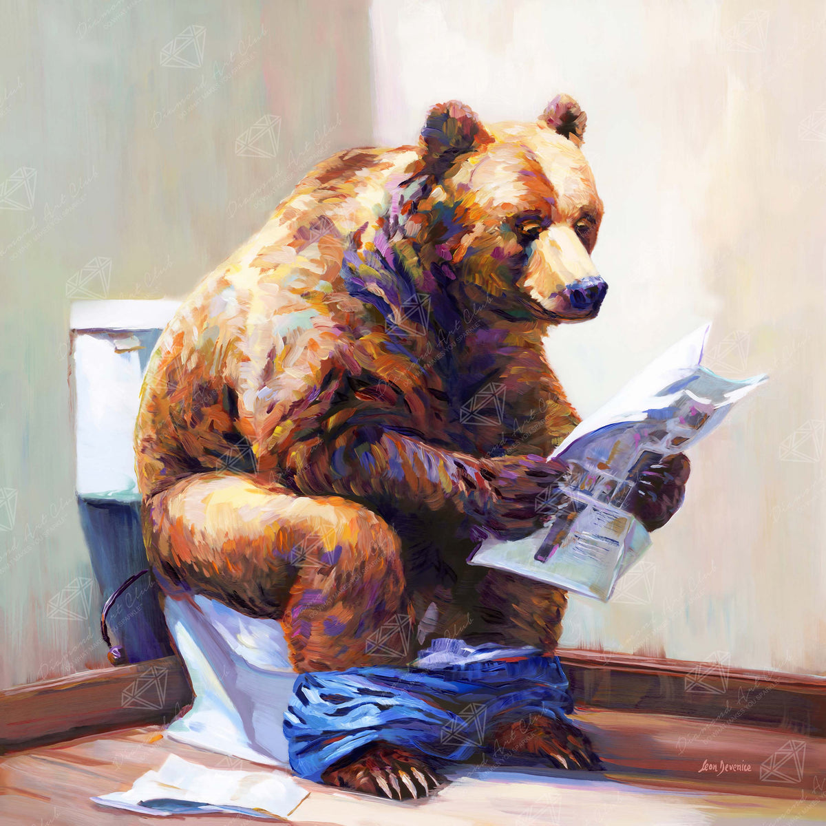 Diamond Painting Bearly Informed 22" x 22" (55.6cm x 55.6cm) / Round with 51 Colors including 1 AB and 4 Fairy Dust Diamonds / 40,804
