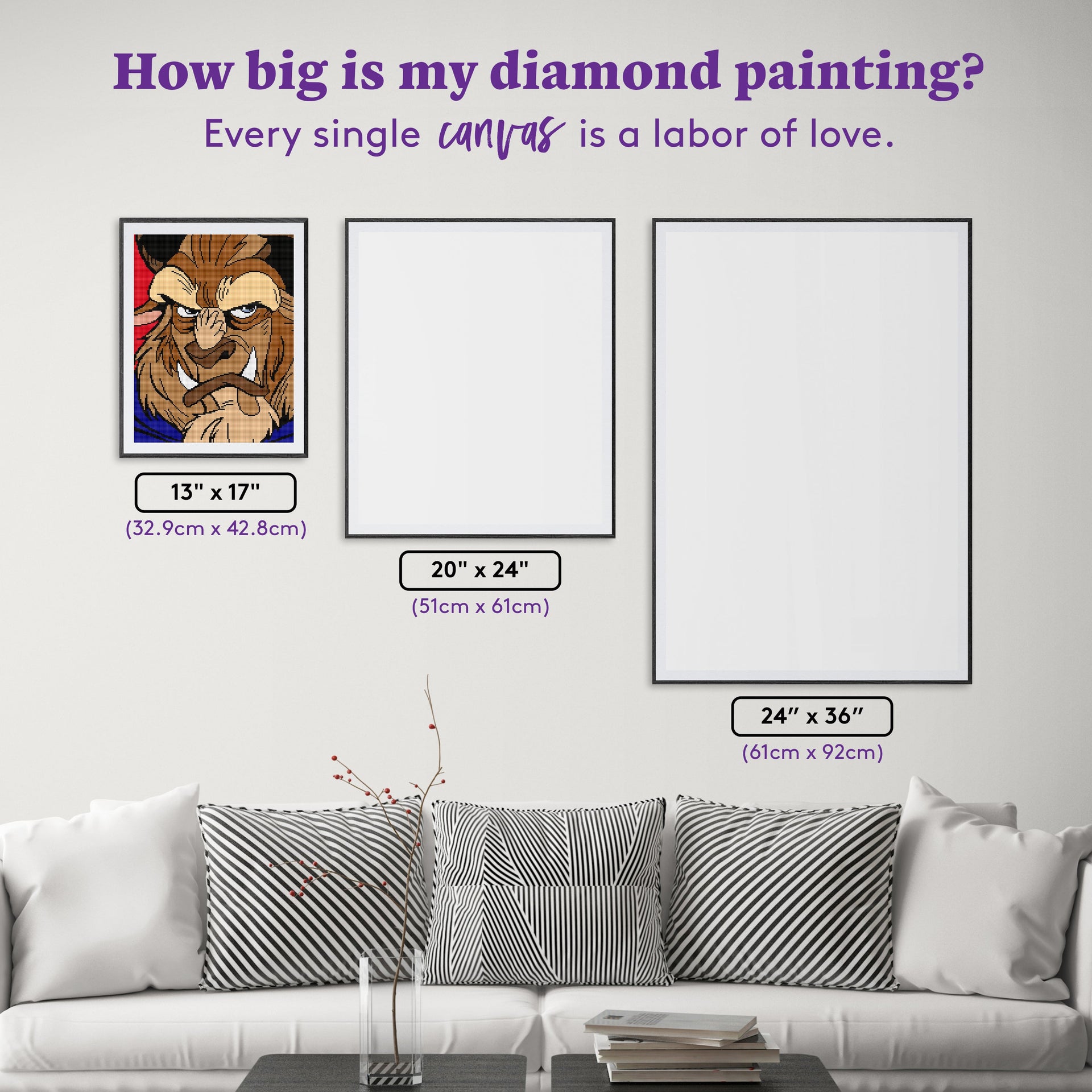Diamond Painting Beast 13" x 17" (32.9cm x 42.8cm) / Square with 12 Colors including 3 Fairy Dust Diamonds / 22,704