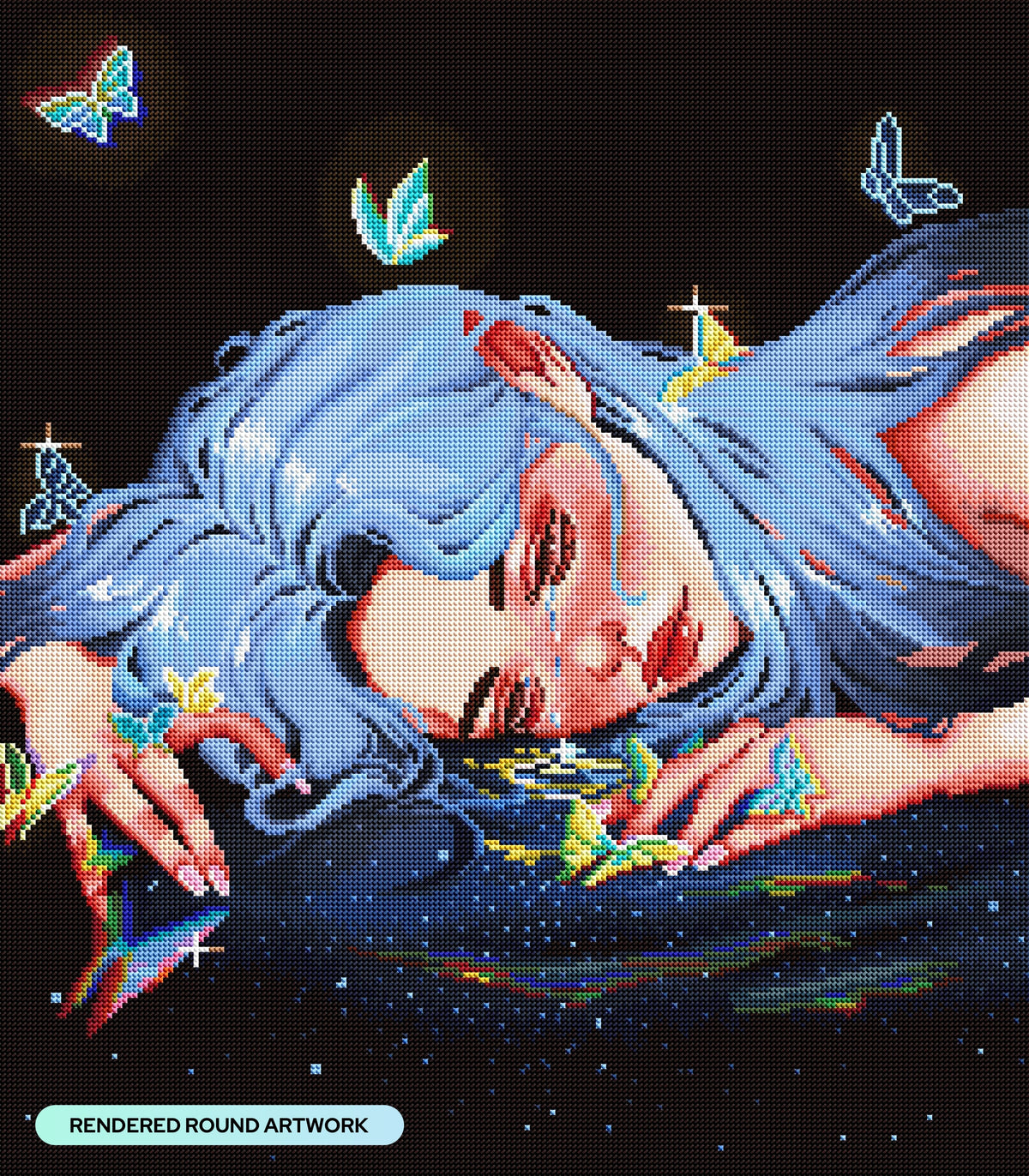 Diamond Painting Beautiful Sadness 22" x 25" (55.6cm x 63.6cm) / Round with 50 Colors including 2 ABs and 3 Fairy Dust Diamonds / 46,662