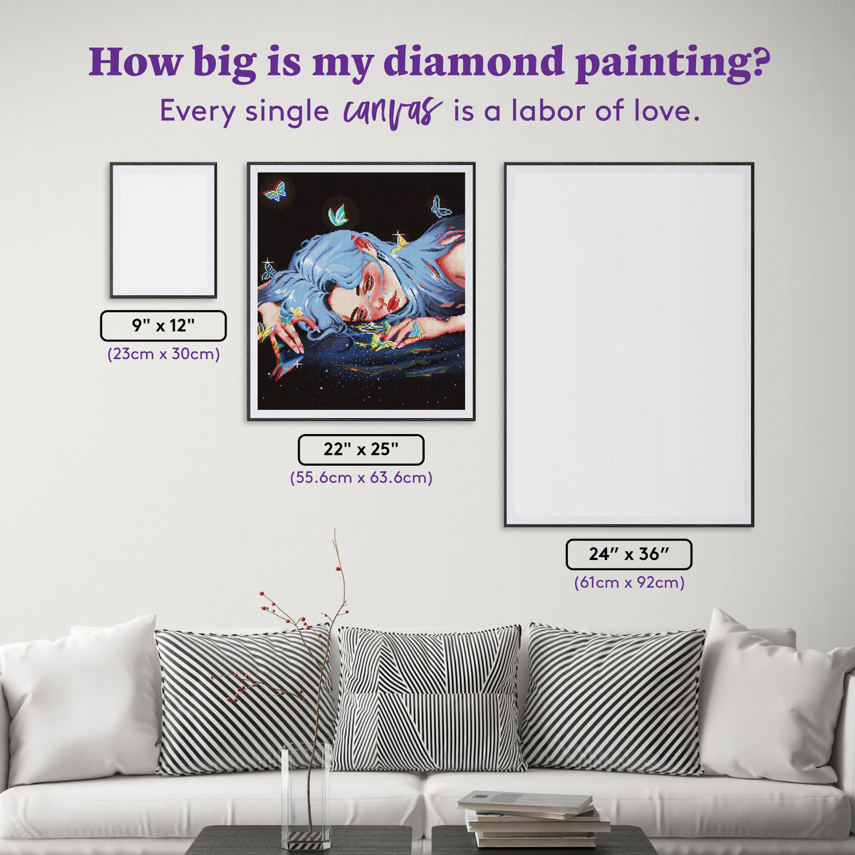 Diamond Painting Beautiful Sadness 22" x 25" (55.6cm x 63.6cm) / Round with 50 Colors including 2 ABs and 3 Fairy Dust Diamonds / 46,662