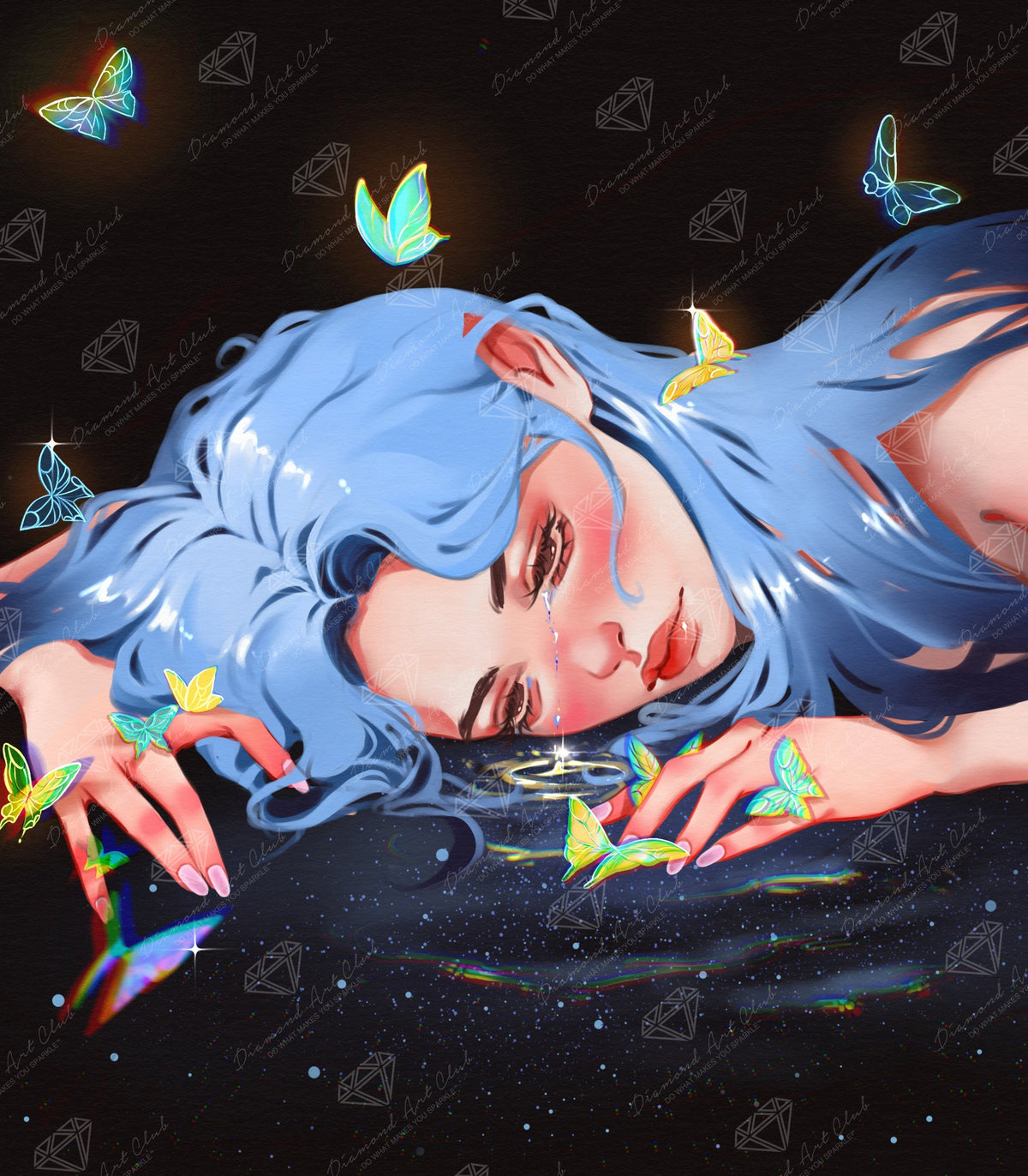 Diamond Painting Beautiful Sadness 22" x 25" (55.6cm x 63.6cm) / Round with 50 Colors including 2 ABs and 3 Fairy Dust Diamonds / 46,662