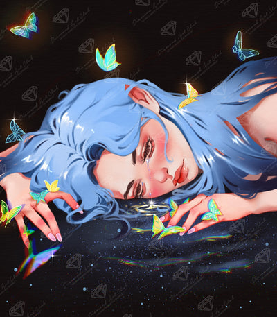 Diamond Painting Beautiful Sadness 22" x 25" (55.6cm x 63.6cm) / Round with 50 Colors including 2 ABs and 3 Fairy Dust Diamonds / 46,662