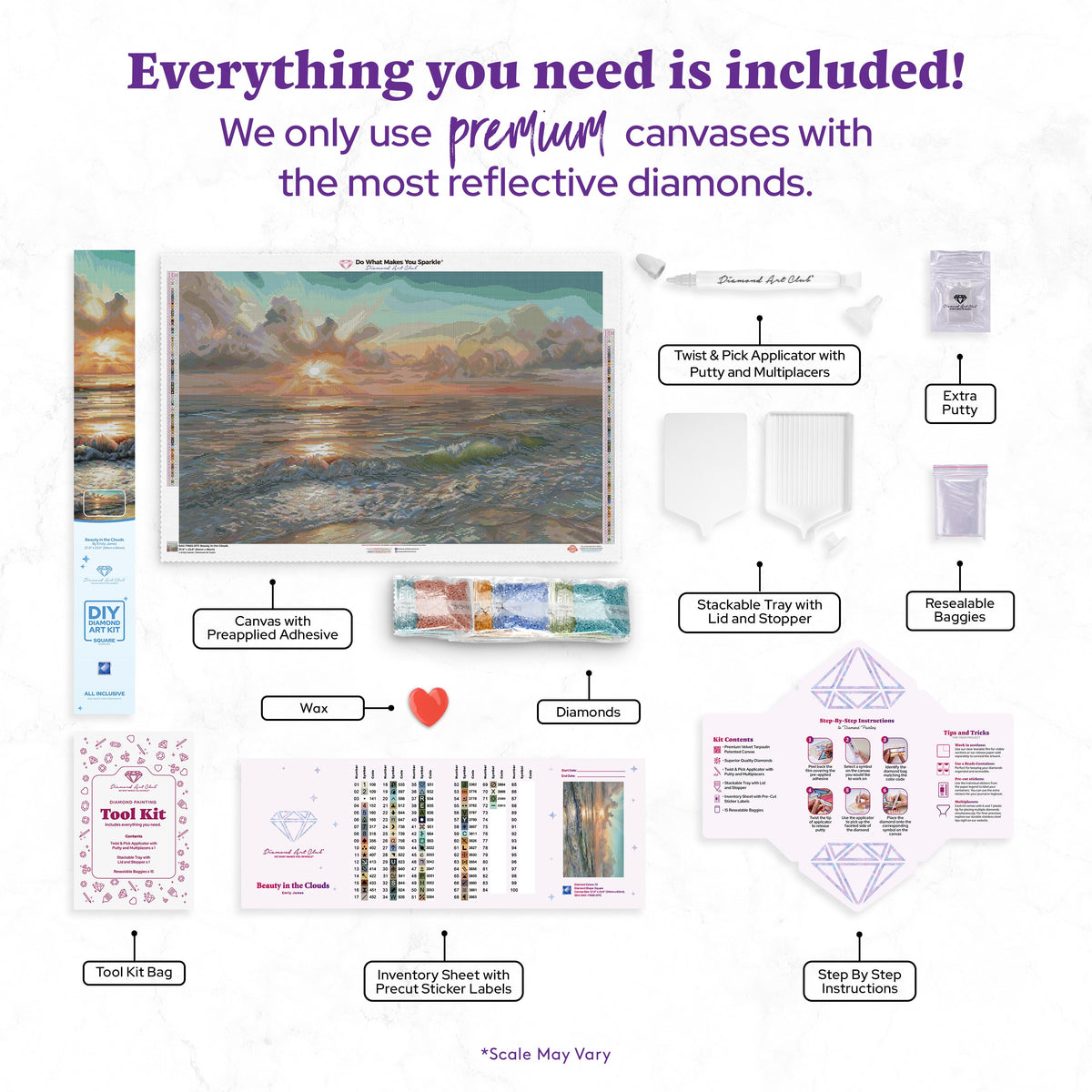 Diamond Painting Beauty in the Clouds 37" x 23.6" (94cm x 60cm) / Square with 72 Colors including 3 ABs and 2 Fairy Dust Diamonds / 90,857