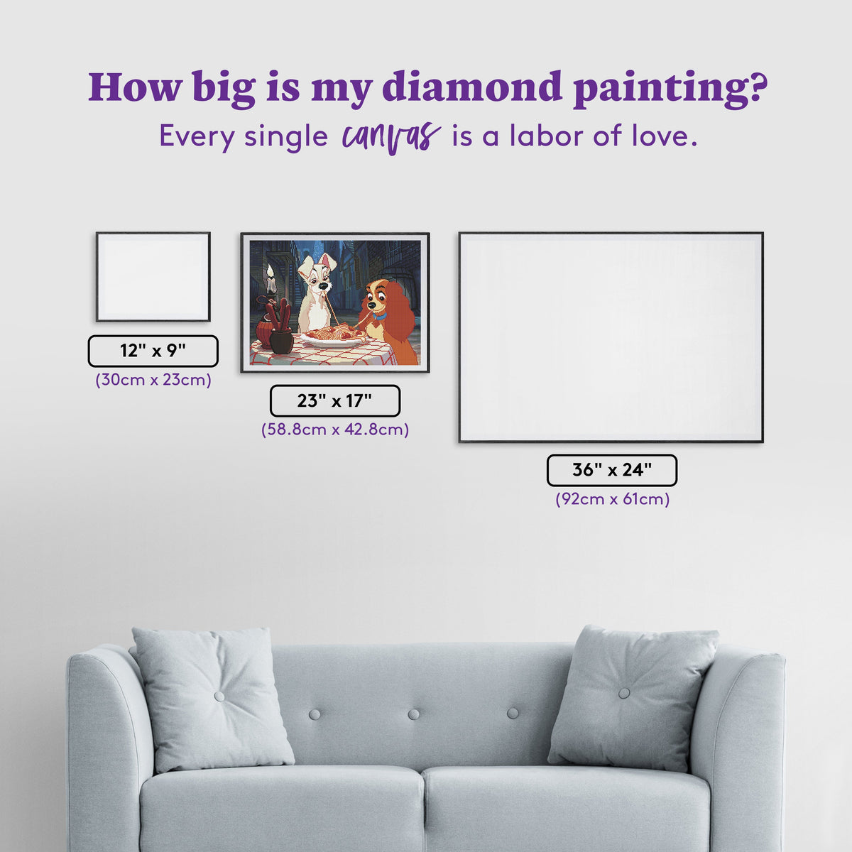 Diamond Painting Bella Notte 23" x 17" (58.8cm x 42.8cm) / Square with 57 Colors including 1 AB and 4 Fairy Dust Diamonds / 40,592