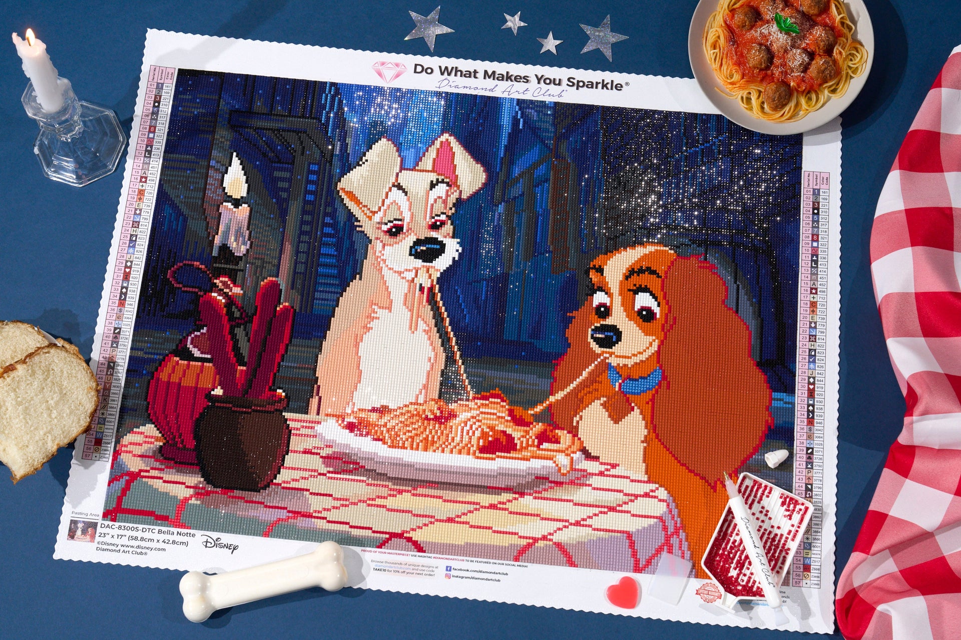 Diamond Painting Bella Notte 23" x 17" (58.8cm x 42.8cm) / Square with 57 Colors including 1 AB and 4 Fairy Dust Diamonds / 40,592