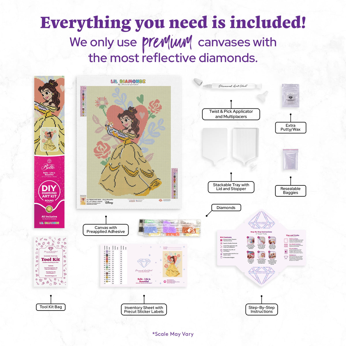 Diamond Painting Belle - Life is Beautiful 13" x 17" (33cm x 44cm) / Round with 16 Colors including 4 Fairy Dust Diamonds / 19,200