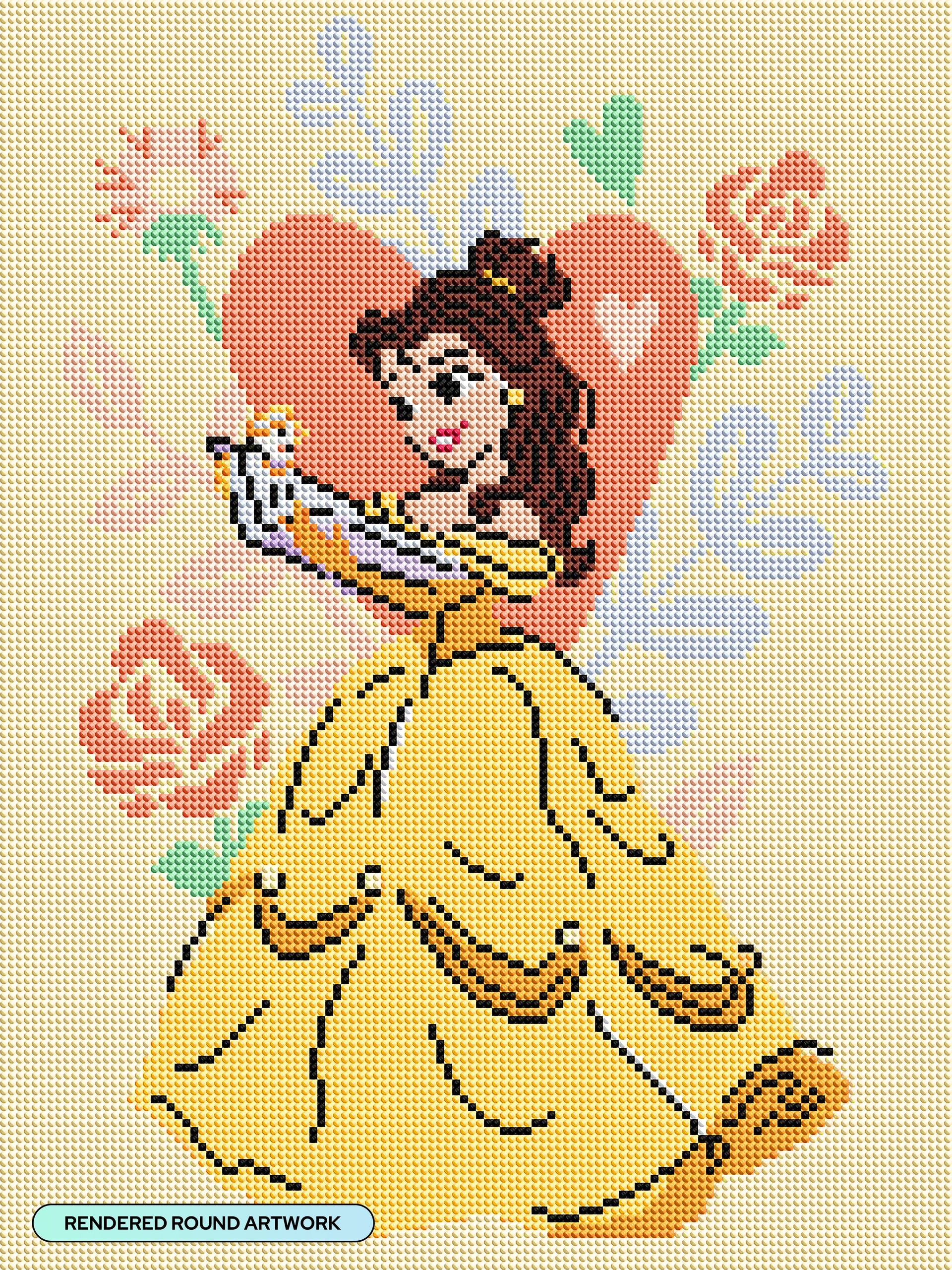 Diamond Painting Belle - Life is Beautiful 13" x 17" (33cm x 44cm) / Round with 16 Colors including 4 Fairy Dust Diamonds / 19,200
