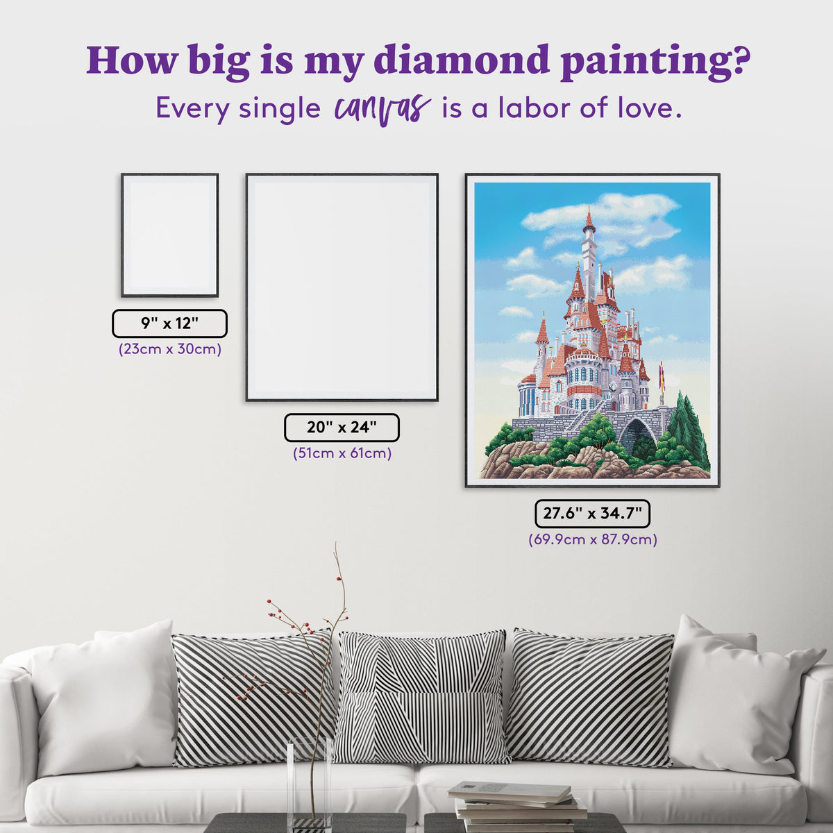 Diamond Painting Belle's Castle 27.6" x 34.7" (69.9cm x 87.9cm) / Square with 58 Colors including 2 ABs and 1 Electro Diamond and 1 Fairy Dust Diamond / 99,193