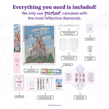 Diamond Painting Belle's Castle 27.6" x 34.7" (69.9cm x 87.9cm) / Square with 58 Colors including 2 ABs and 1 Electro Diamond and 1 Fairy Dust Diamond / 99,193
