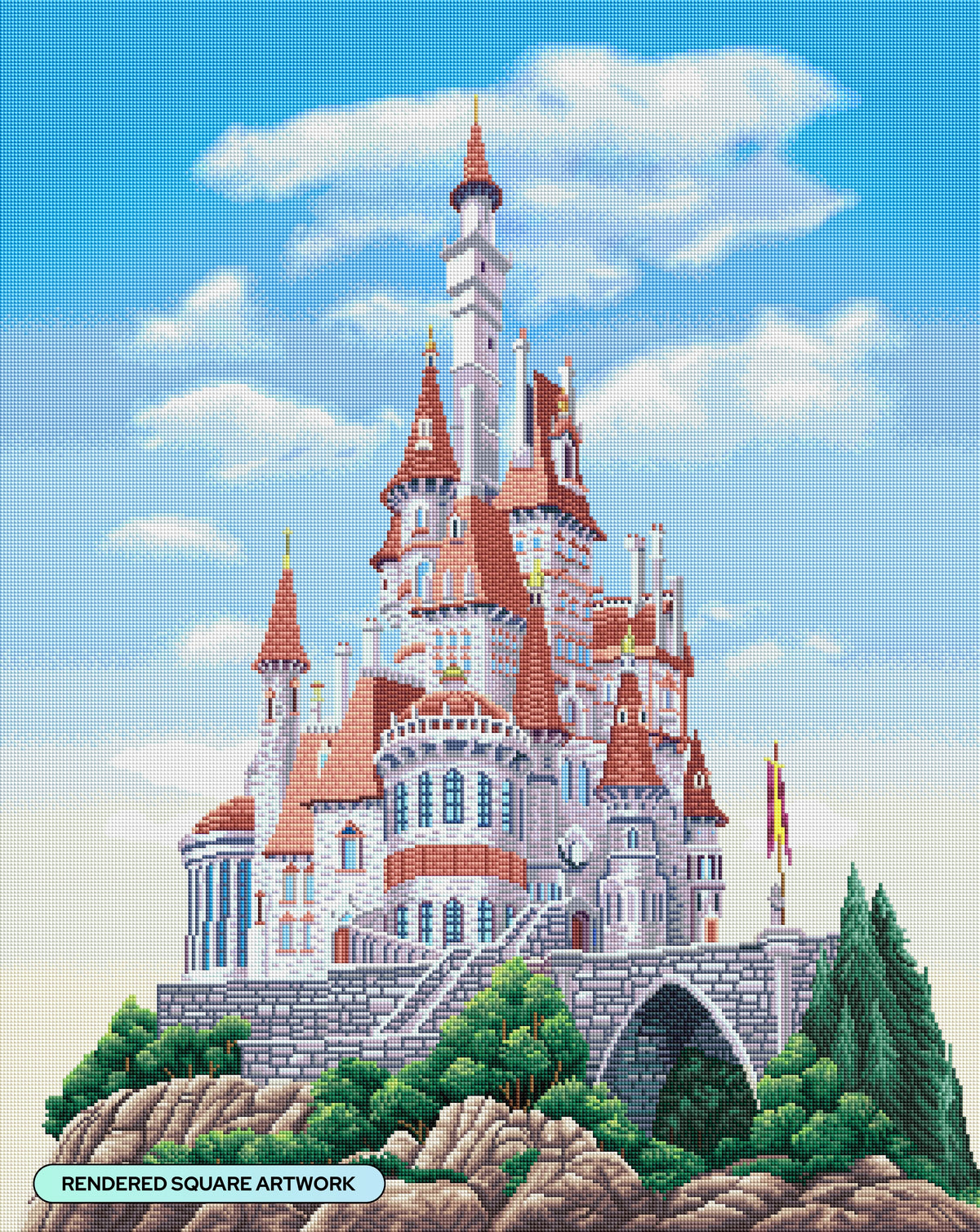 Diamond Painting Belle's Castle 27.6" x 34.7" (69.9cm x 87.9cm) / Square with 58 Colors including 2 ABs and 1 Electro Diamond and 1 Fairy Dust Diamond / 99,193