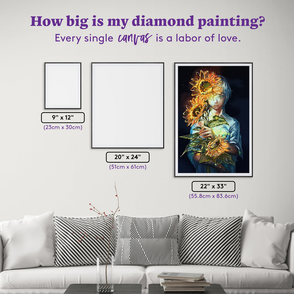 Diamond Painting Beneath the Sun 22" x 33" (55.8cm x 83.6cm) / Square with 87 Colors including 3 ABs and 3 Fairy Dust Diamonds / 75,264