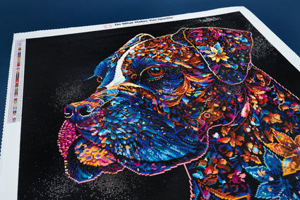 Diamond Painting Bentley the Stained Glass Boxer 25.6" x 25.6" (65cm x 65cm) / Square with 45 Colors including 4 ABs and 2 Fairy Dust Diamonds / 68,121