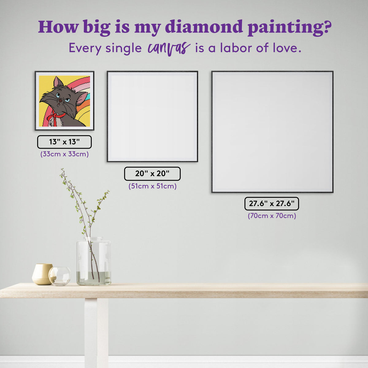 Diamond Painting Berlioz 13" x 13" (33cm x 33cm) / Round with 15 Colors including 1 AB and 6 Fairy Dust Diamonds / 14,400