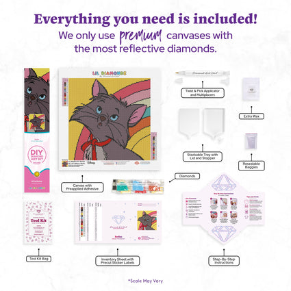 Diamond Painting Berlioz 13" x 13" (33cm x 33cm) / Round with 15 Colors including 1 AB and 6 Fairy Dust Diamonds / 14,400