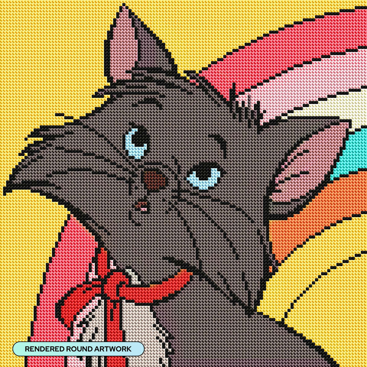 Diamond Painting Berlioz 13" x 13" (33cm x 33cm) / Round with 15 Colors including 1 AB and 6 Fairy Dust Diamonds / 14,400