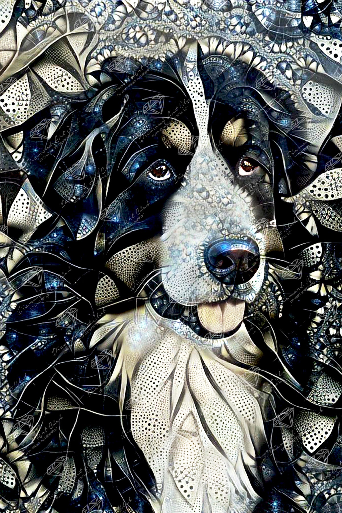 Diamond Painting Bernese Mountain Dog 22" x 33" (55.8cm x 83.6cm) / Square with 33 Colors including 1 AB and 2 Fairy Dust Diamonds / 75,264