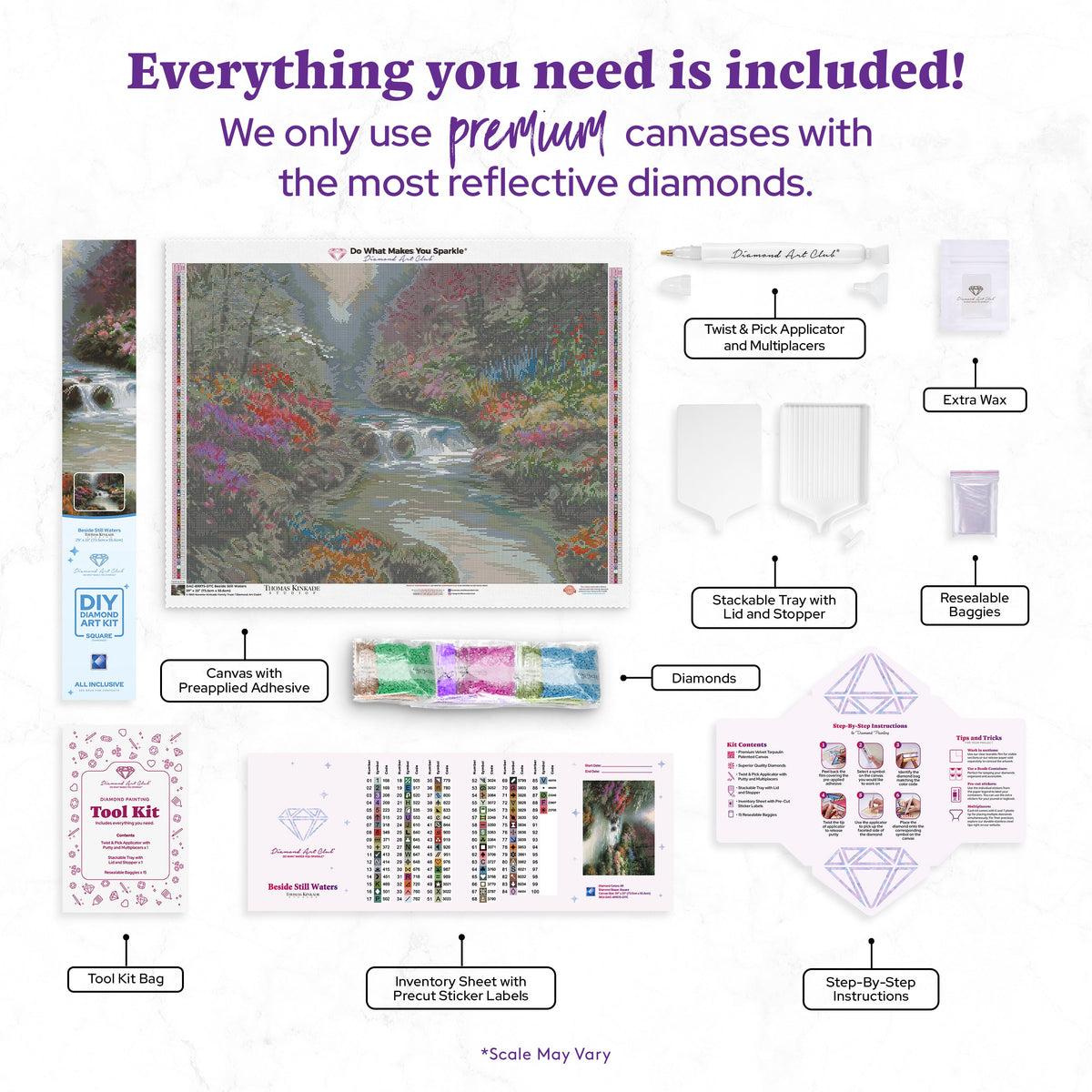 Diamond Painting Beside Still Waters 29" x 22" (73.5cm x 55.6cm) / Square With 89 Colors Including 3 ABs and 3 Fairy Dust Diamonds / 66,304