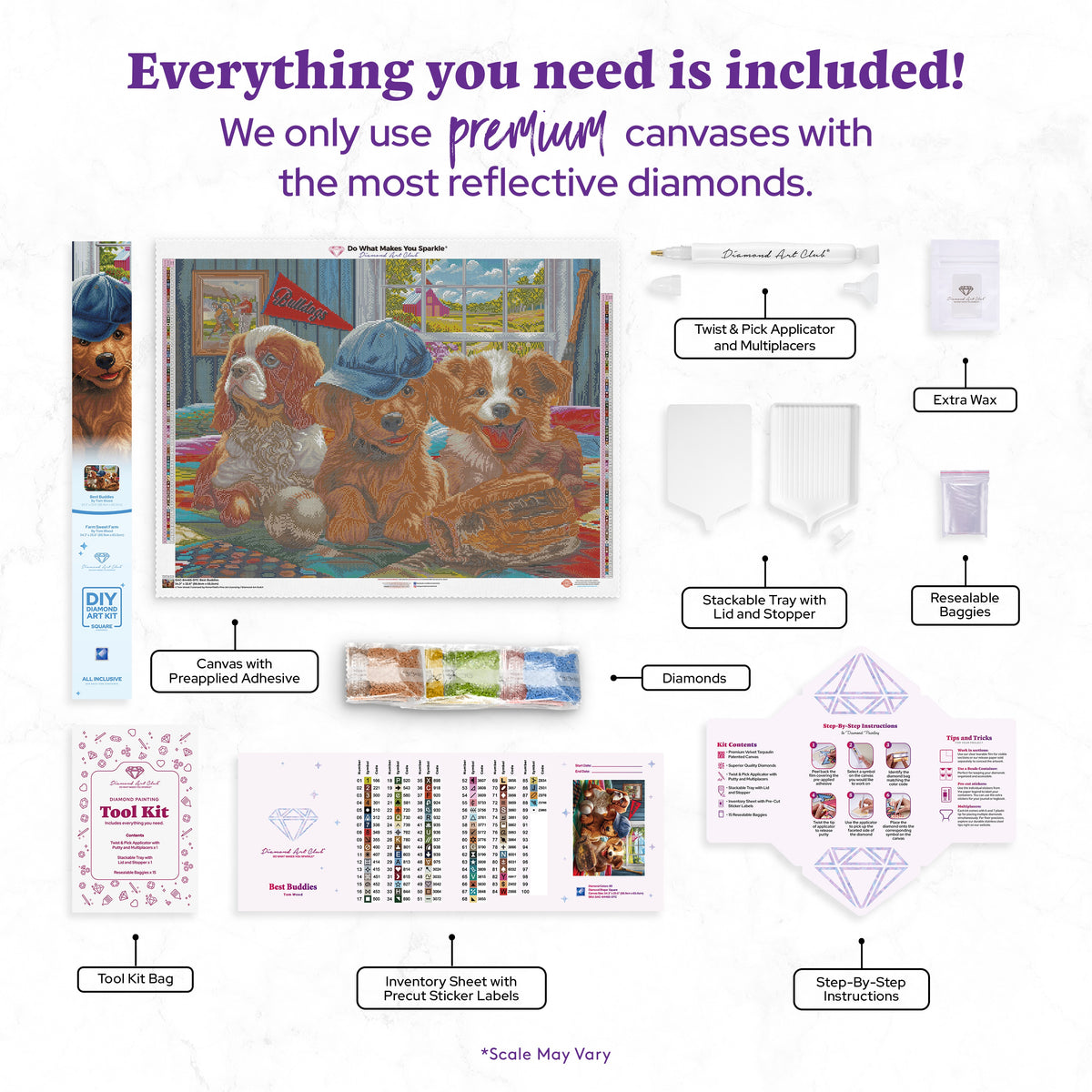 Diamond Painting Best Buddies 34.3" x 25.6" (86.9cm x 65cm) / Square With 89 Colors Including 1 AB and 7 Fairy Dust Diamonds / 91,089