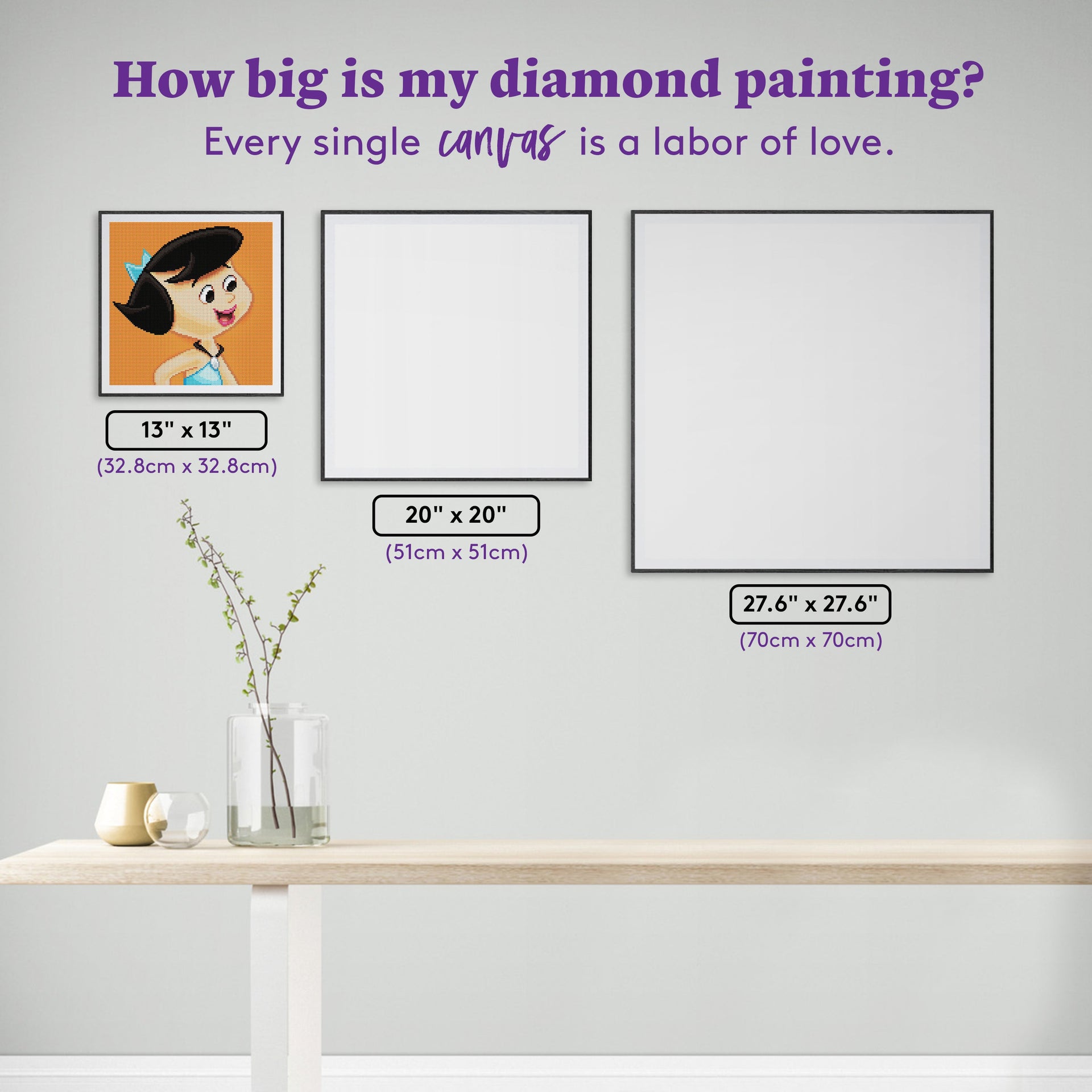 Diamond Painting Betty Rubble 13" x 13" (32.8cm x 32.8cm) / Round With 27 Colors including 1 AB Diamonds and 1 Fairy Dust Diamonds / 13,689