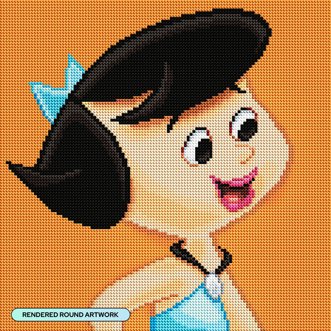 Diamond Painting Betty Rubble 13" x 13" (32.8cm x 32.8cm) / Round With 27 Colors including 1 AB Diamonds and 1 Fairy Dust Diamonds / 13,689