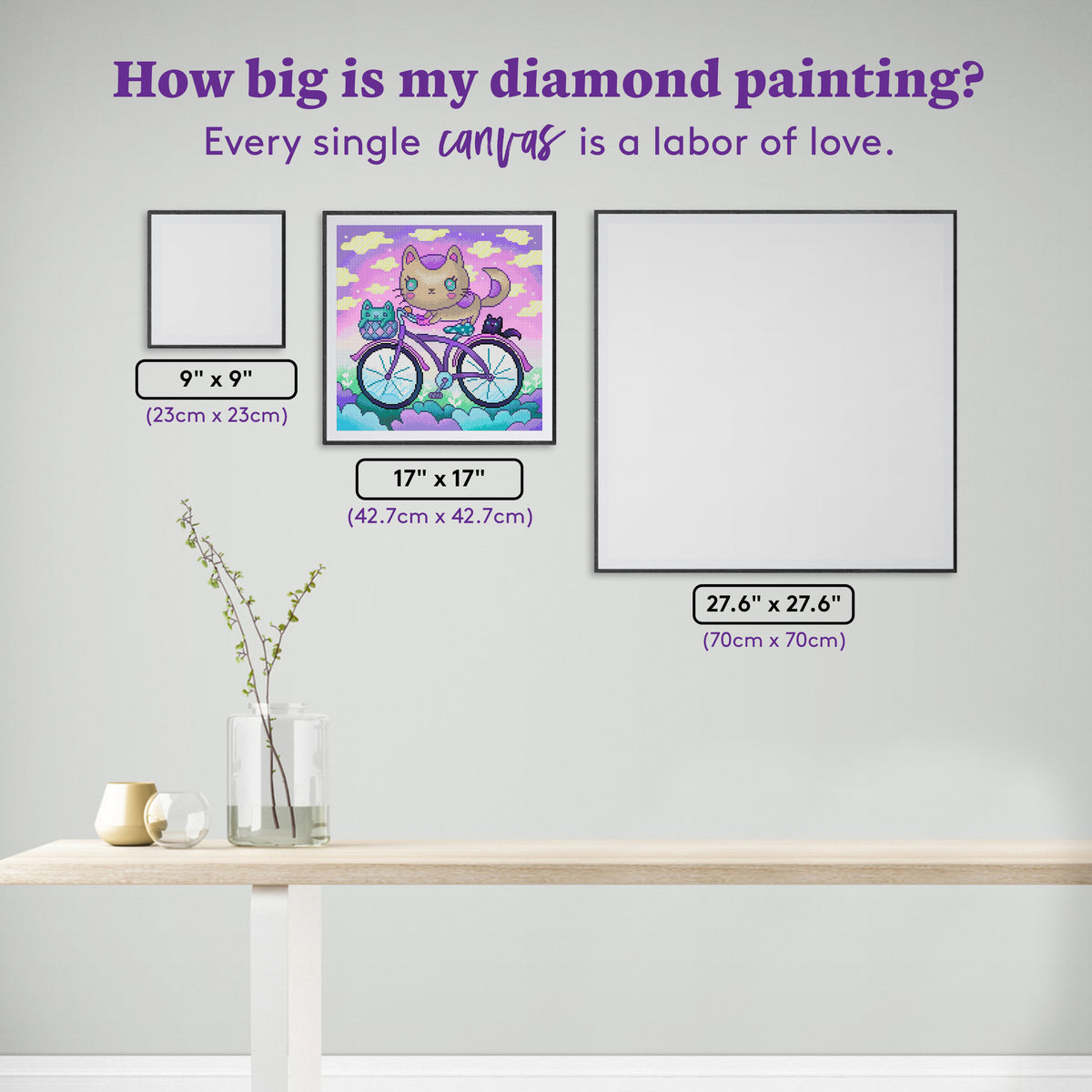 Diamond Painting Bicycle Ride 17" x 17" (42.7cm x 42.7cm) / Round with 43 Colors including 2 ABs and 3 Fairy Dust Diamonds / 24,025