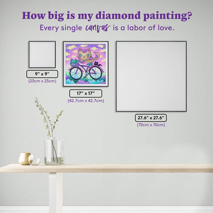 Diamond Painting Bicycle Ride 17" x 17" (42.7cm x 42.7cm) / Round with 43 Colors including 2 ABs and 3 Fairy Dust Diamonds / 24,025
